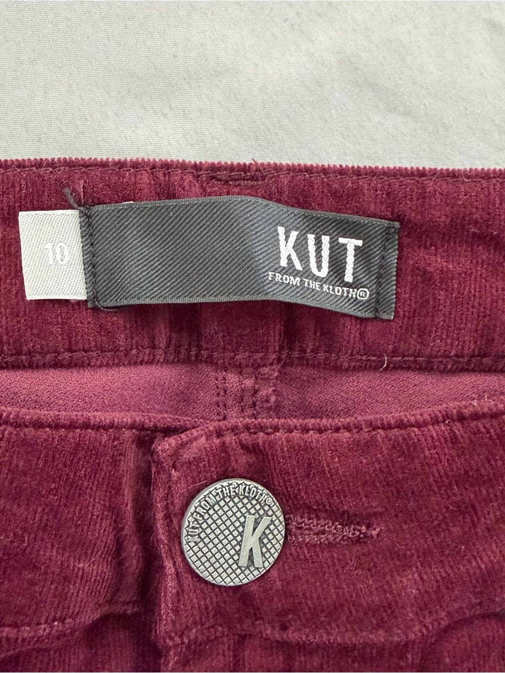 Kut from the Kloth Diana High-Rise Skinny Pants - Burgundy Corduroy - Picture 4 of 7